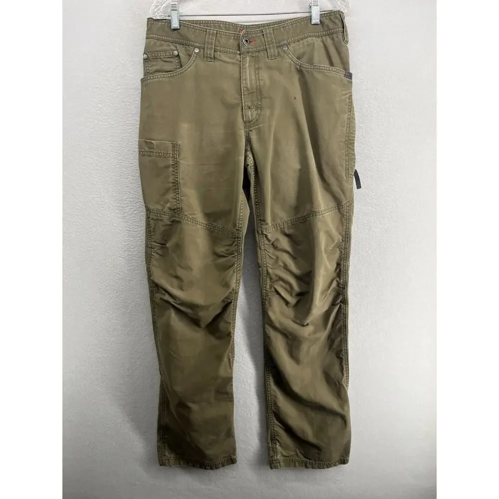 LL BEAN Pants Mens 33x32 Riverton Athletic Fit Utility Canvas Cotton Blend Green